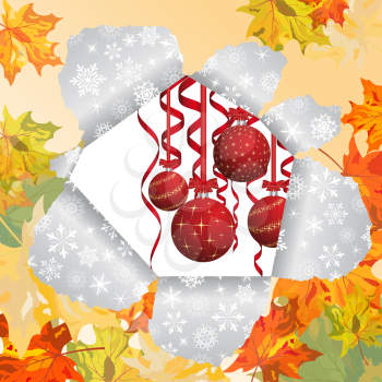 Christmas and New Year background after autumn. Vector illustration. EPS 10 with transparency.