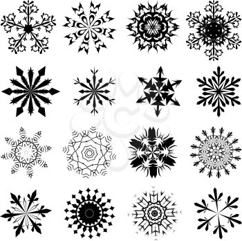 Set of winter frozen snowflakes. Fully editable EPS 10 vector version.