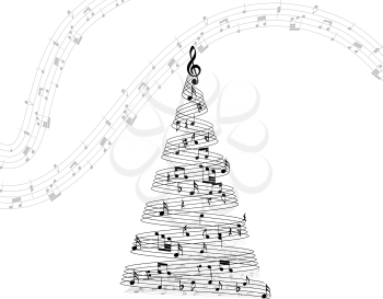 Musical note staff on christmas fir. Vector illustration EPS 10.
