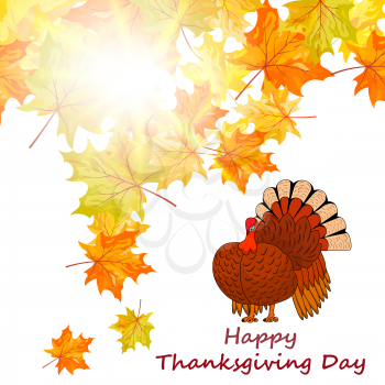 Thanksgiving Day background with maple leaves. All objects are separated. Vector illustration with transparency and mesh. Eps 10.