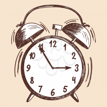 Alarm clock sketch. EPS 10 vector illustration without transparency. 