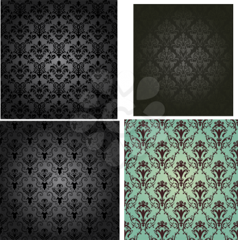 Damask seamless vector pattern set.  For easy making seamless pattern just drag all group into swatches bar, and use it for filling any contours.