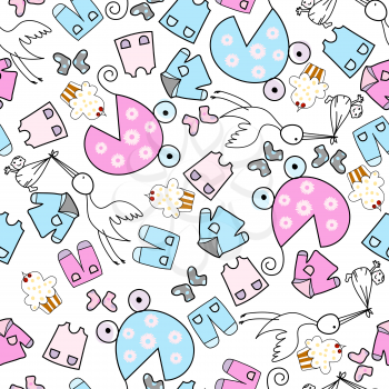 Baby seamless pattern. EPS 10 vector illustration without transparency.