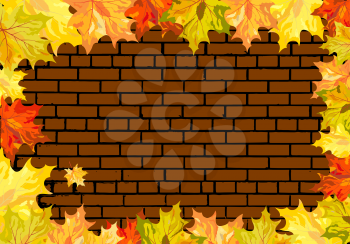 Autumn maple background. All objects are separated. Vector illustration without transparency. Eps 10.