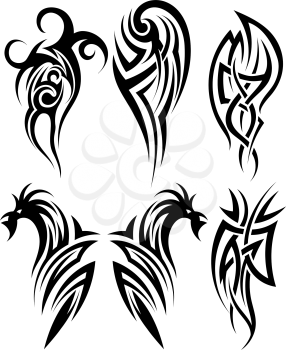 Set of tribal tattoos. EPS 10 vector illustration without transparency.