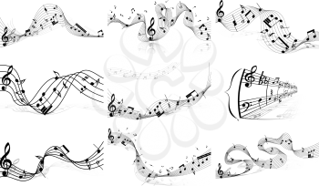 Musical notes staff set. Vector illustration without transparency EPS10.