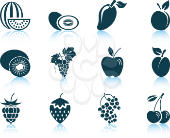 Set of fruit icon. EPS 10 vector illustration without transparency.