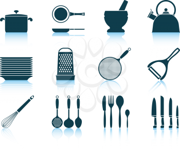 Set kitchen utensil icon. EPS 10 vector illustration without transparency.