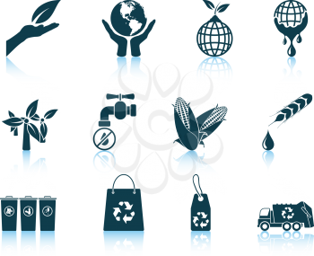 Set of ecological icons. EPS 10 vector illustration without transparency.