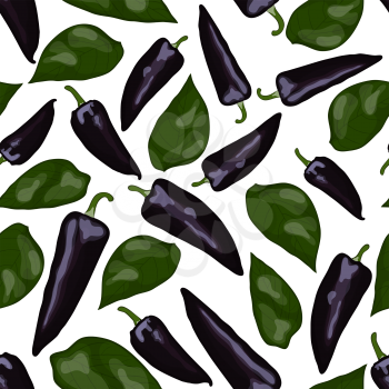 Fresh violet peppers seamless pattern. EPS 10 vector illustration with transparency.