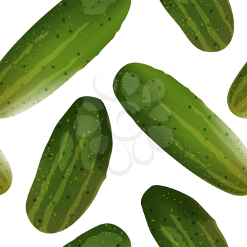 Fresh cucumbers seamless pattern. EPS 10 vector illustration with transparency and mesh.