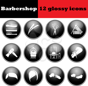 Set of barbershop glossy icons. EPS 10 vector illustration.