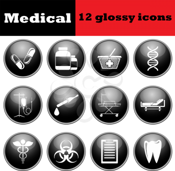 Set of medical glossy icons. EPS 10 vector illustration.