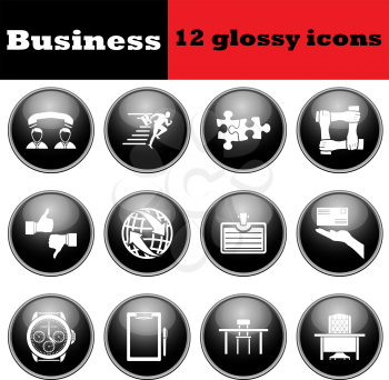 Set of business glossy icon. EPS 10 vector illustration.
