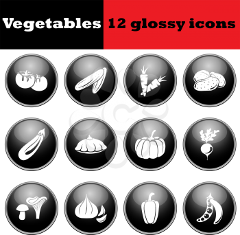 Set of vegetables glossy icons. EPS 10 vector illustration.