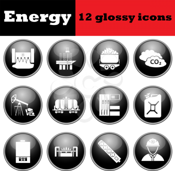 Set of energy glossy icons. EPS 10 vector illustration.