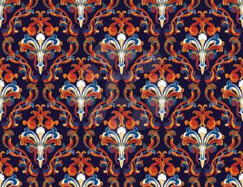 Colourfull  seamless damask ornate  pattern