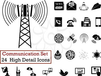 Set of 24 Communication Icons in Black Color.