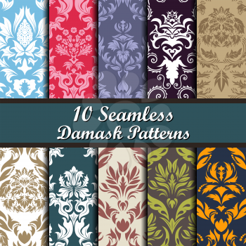 Set of Ten Damask Seamless Patterns design