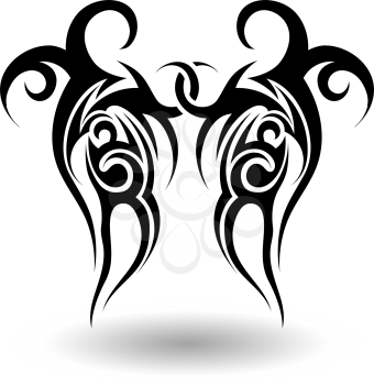 Hand Drawn Tribal Tattoo in Wings Shape