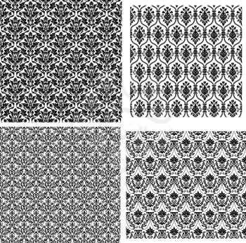 Set of 4 Damask Seamless Patterns design