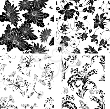 Set of 4 Floral Seamless Patterns design