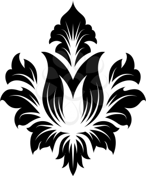 Emblem in Damask Style Over White Background