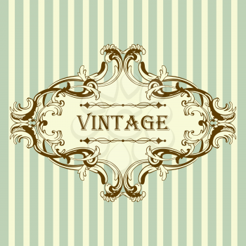 Vintage Frame With Retro Ornament Elements in Antique Rococo Style. Elegant  Decorative Design. Vector Illustration.