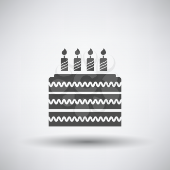 Party cake icon on gray background with round shadow. Vector illustration.