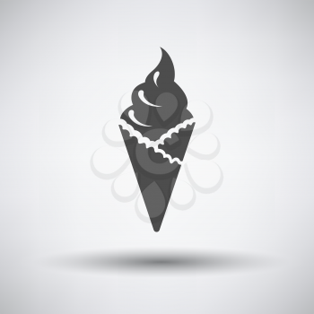 Ice cream icon on gray background with round shadow. Vector illustration.