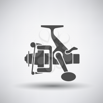 Fishing icon with reel over gray background. Vector illustration.