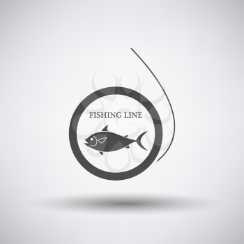 Fishing icon with fishing line over gray background. Vector illustration.