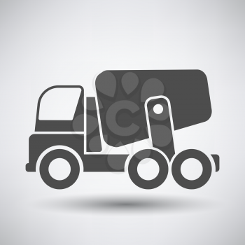 Concrete mixer icon on gray background with round shadow. Vector illustration.