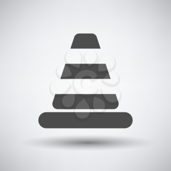 Traffic cone icon on gray background with round shadow. Vector illustration.