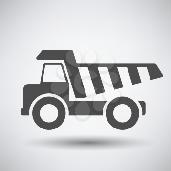 Tipper car  icon on gray background with round shadow. Vector illustration.