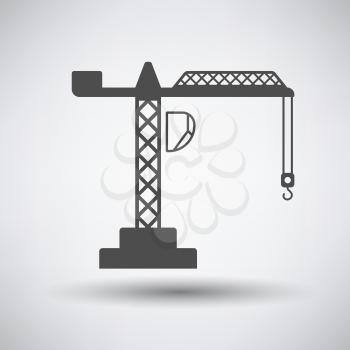 Crane icon on gray background with round shadow. Vector illustration.