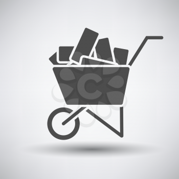 Construction cart icon on gray background with round shadow. Vector illustration.