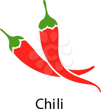 Red chili pepper icon on white background. Vector illustration.