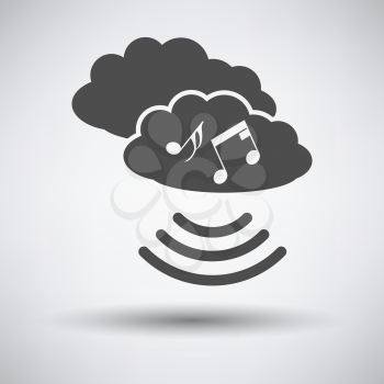 Music cloud icon on gray background with round shadow. Vector illustration.