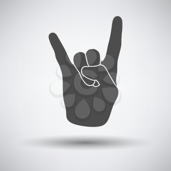 Rock hand icon on gray background with round shadow. Vector illustration.