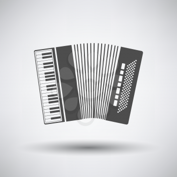 Accordion icon on gray background with round shadow. Vector illustration.