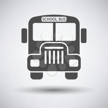School bus icon on gray background with round shadow. Vector illustration.