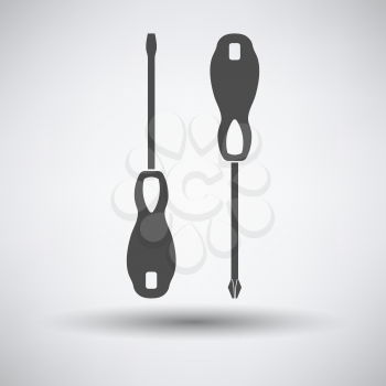 Screwdriver icon on gray background with round shadow. Vector illustration.