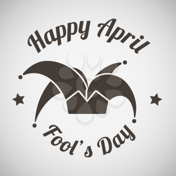 April fool's day emblem with harlequin hat. Vector illustration.