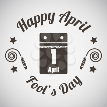 April fool's day emblem with calendar. Vector illustration.