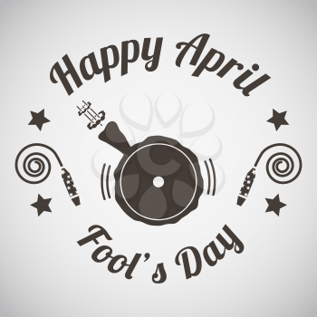 April fool's day emblem with sound pillow. Vector illustration.