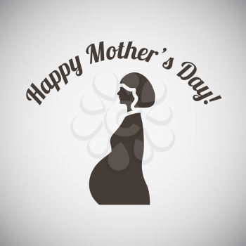 Mother's day emblem with pregnant woman. Vector illustration. 