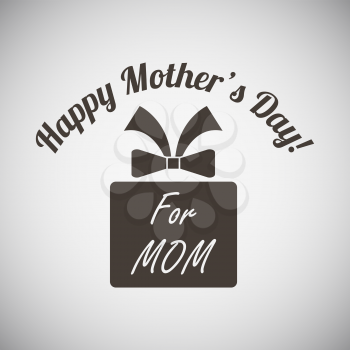 Mother's day emblem with gift box. Vector illustration. 