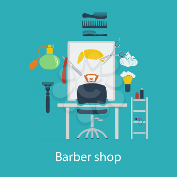 Barber shop flat design in UI colors. Vector illustration.