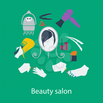 Beauty salon flat design in UI colors. Vector illustration.